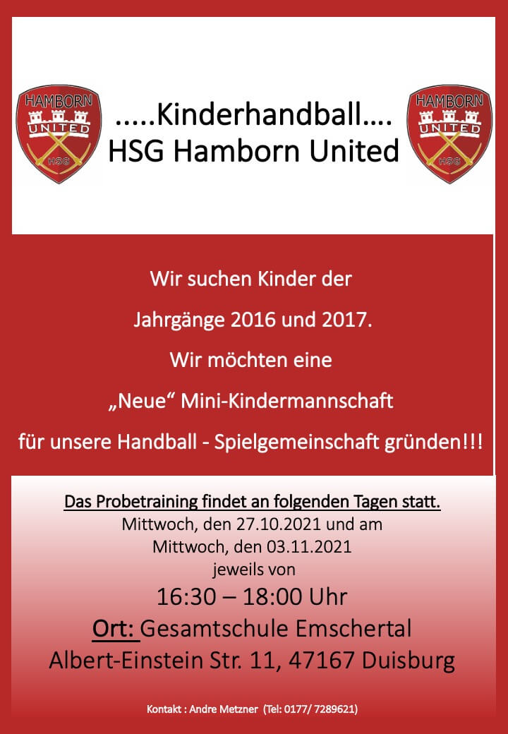 HSG-Hamborn-United: Flyer Kinderhandball HSG-Hamborn-United: Flyer Kinderhandball